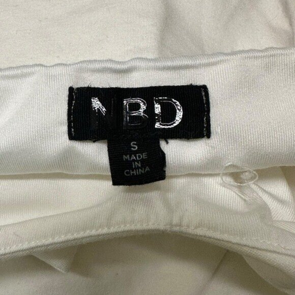 Revolve NBD S Blaine Bodysuit Bridal Bachelorette White Organza Sleeve Sheer - Picture 4 of 7